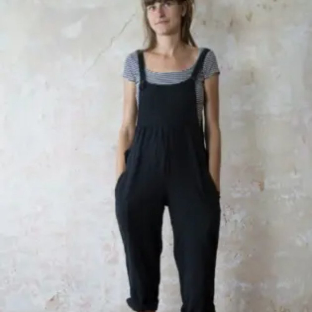 Kaya Wear Womens Small Romper Jumper Black Natural Cotton
